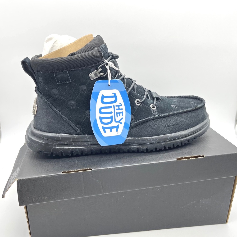 Hey Dude Jelly Roll Bradley Suede Black Oyster Skull Boots Mens 9 45334-0PH